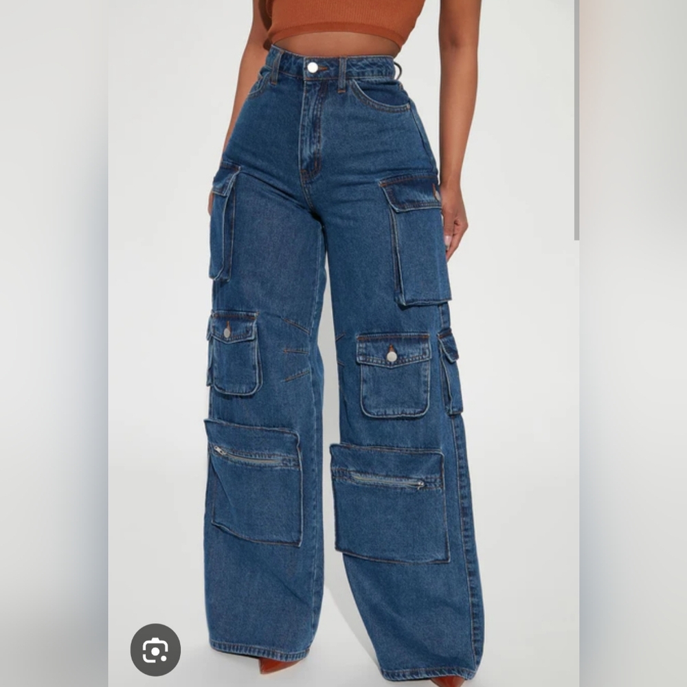 Fashion Nova Blue Flare Wide Leg Jeans